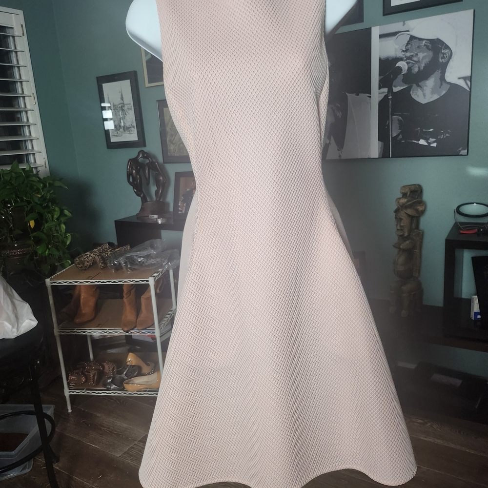 DKNY Textured Sleeveless Midi Dress in Light Blush